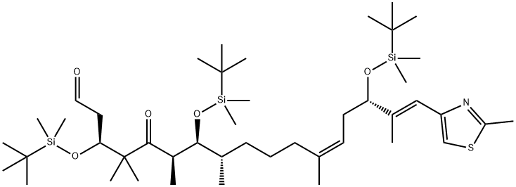 12,16-Heptadecadienal, 3,7,15-tris[[(1,1-dimethylethyl)dimethylsilyl]oxy]-4,4,6,8,12,16-hexamethyl-17-(2-methyl-4-thiazolyl)-5-oxo-, (3S,6R,7S,8S,12Z,15S,16E)- Struktur