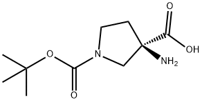 1,3-Pyrrolidinedicarboxylic acid, 3-amino-, 1-(1,1-dimethylethyl) ester, (3R)- Struktur