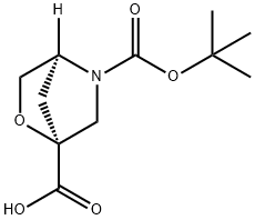 2-Oxa-5-azabicyclo[2.2.1]heptane-1,5-dicarboxylic acid, 5-(1,1-dimethylethyl) ester, (1S,4S)- Struktur