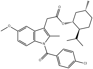 1H-Indole-3-acetic acid, 1-(4-chlorobenzoyl)-5-methoxy-2-methyl-, (1R,2S,5R)-5-methyl-2-(1-methylethyl)cyclohexyl ester Struktur