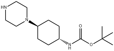 Carbamic acid,N-[trans-4-(1-piperazinyl)cyclohexyl]-, 1,1-dimethylethyl ester Struktur