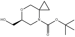 7-Oxa-4-azaspiro[2.5]octane-4-carboxylic acid, 6-(hydroxymethyl)-, 1,1-dimethylethyl ester, (6S)- Struktur