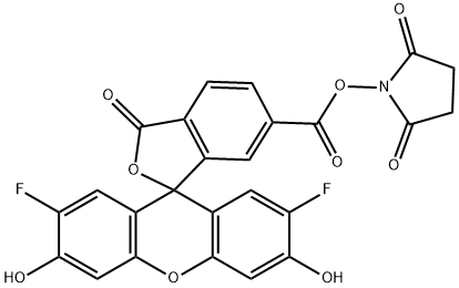 Oregon Green 488 carboxylic acid succinimidyl ester 6-isomer Struktur