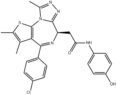 6H-Thieno[3,2-f][1,2,4]triazolo[4,3-a][1,4]diazepine-6-acetamide, 4-(4-chlorophenyl)-N-(4-hydroxyphenyl)-2,3,9-trimethyl-, (6R)- Struktur