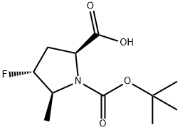 1,2-Pyrrolidinedicarboxylic acid, 4-fluoro-5-methyl-, 1-(1,1-dimethylethyl) ester, (2S,4R,5S)- Struktur