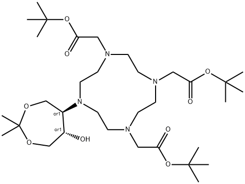 Rel-1,4,7-Tris(1,1-dimethylethyl) Ester 10-[(5R,6S)-6-Hydroxy-2,2-dimethyl-1,3-dioxepan-5-yl]-1,4,7,10-tetraazacyclododecane-1,4,7-triacetic Acid Struktur