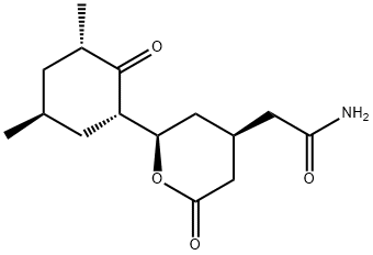 2H-Pyran-4-acetamide, 2-[(1S,3S,5S)-3,5-dimethyl-2-oxocyclohexyl]tetrahydro-6-oxo-, (2R,4S)- Struktur