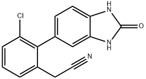 Benzeneacetonitrile, 3-chloro-2-(2,3-dihydro-2-oxo-1H-benzimidazol-5-yl)- Struktur