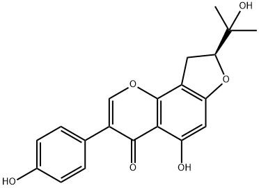 4H-Furo[2,3-h]-1-benzopyran-4-one, 8,9-dihydro-5-hydroxy-8-(1-hydroxy-1-methylethyl)-3-(4-hydroxyphenyl)-, (8S)- Struktur