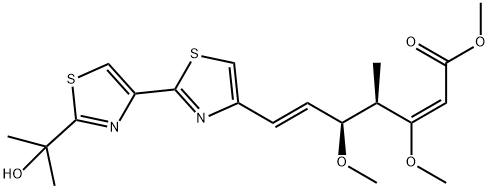 2,6-Heptadienoic acid, 7-[2'-(1-hydroxy-1-methylethyl)[2,4'-bithiazol]-4-yl]-3,5-dimethoxy-4-methyl-, methyl ester, (2E,4R,5S,6E)- Struktur