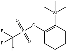 Methanesulfonic acid, 1,1,1-trifluoro-, 2-(trimethylsilyl)-1-cyclohexen-1-yl ester Struktur