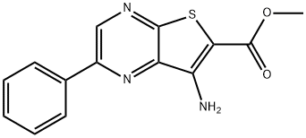 Thieno[2,3-b]pyrazine-6-carboxylic acid, 7-amino-2-phenyl-, methyl ester Struktur