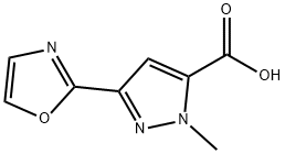 1H-Pyrazole-5-carboxylic acid, 1-methyl-3-(2-oxazolyl)- Struktur