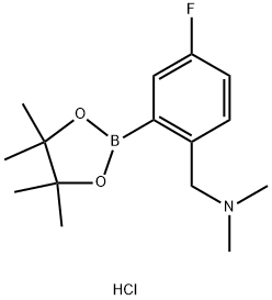 {[4-Fluoro-2-(tetramethyl-1,3,2-dioxaborolan-2-yl)phenyl]methyl}dimethylamine, HCl Struktur