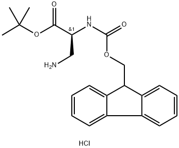 L-Alanine, 3-amino-N-[(9H-fluoren-9-ylmethoxy)carbonyl]-, 1,1-dimethylethyl ester, hydrochloride (1:1) Struktur