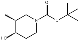 1-Piperidinecarboxylic acid, 4-hydroxy-3-methyl-, 1,1-dimethylethyl ester, (3R,4S)- Struktur