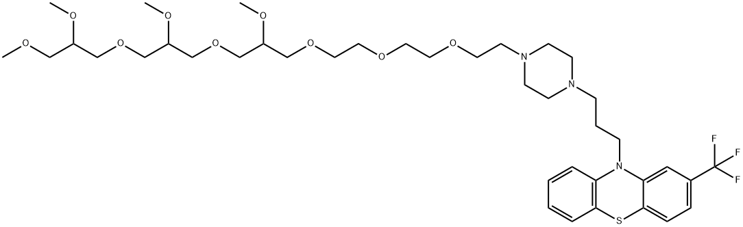 10H-Phenothiazine, 2-(trifluoromethyl)-10-[3-[4-(11,15,19-trimethoxy-3,6,9,13,17,21-hexaoxadocos-1-yl)-1-piperazinyl]propyl]- Struktur