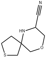 9-Oxa-2-thia-6-azaspiro[4.5]decane-7-carbonitrile Struktur