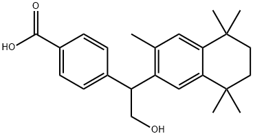 Benzoic acid, 4-[2-hydroxy-1-(5,6,7,8-tetrahydro-3,5,5,8,8-pentamethyl-2-naphthalenyl)ethyl]- Struktur