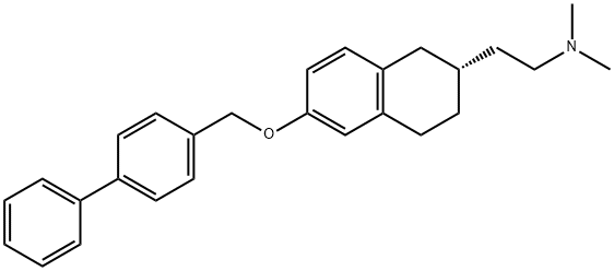 2-Naphthaleneethanamine, 6-([1,1'-biphenyl]-4-ylmethoxy)-1,2,3,4-tetrahydro-N,N-dimethyl-, (2R)- Struktur