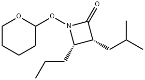 2-Azetidinone, 3-(2-methylpropyl)-4-propyl-1-[(tetrahydro-2H-pyran-2-yl)oxy]-, (3R,4S)- Struktur