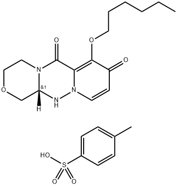 (12aR)-7-(hexyloxy)-3,4,12,12a-tetrahydro-1H-[1,4]Oxazino[3,4-c]pyrido[2,1-f][1,2,4]triazine-6,8-dione 4-methylbenzenesulfonate Struktur