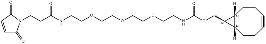 5,?8,?11-?Trioxa-?2,?14-?diazaheptadecanoic acid, 17-?(2,?5-?dihydro-?2,?5-?dioxo-?1H-?pyrrol-?1-?yl)?-?15-?oxo-?, (1R,?8S)?-?bicyclo[6.1.0]?non-?4-?yn-?9-?ylmethyl ester, rel- Struktur