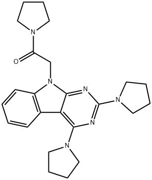 Ethanone, 2-(2,4-di-1-pyrrolidinyl-9H-pyrimido[4,5-b]indol-9-yl)-1-(1-pyrrolidinyl)- Struktur