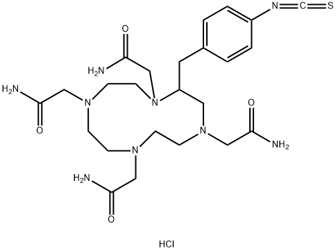 1,4,7,10-Tetraazacyclododecane-1,4,7,10-tetraacetamide, 2-[(4-isothiocyanatophenyl)methyl]-, hydrochloride (1:4) Struktur