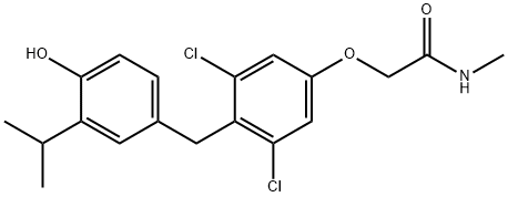 Acetamide, 2-[3,5-dichloro-4-[[4-hydroxy-3-(1-methylethyl)phenyl]methyl]phenoxy]-N-methyl- Struktur