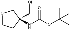 Carbamic acid, N-[(3R)-tetrahydro-3-(hydroxymethyl)-3-furanyl]-, 1,1-dimethylethyl ester Struktur