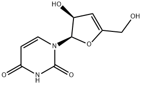 2,4(1H,3H)-Pyrimidinedione, 1-[(2R,3S)-2,3-dihydro-3-hydroxy-5-(hydroxymethyl)-2-furanyl]- Struktur