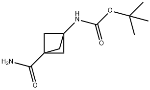 Carbamic acid, N-[3-(aminocarbonyl)bicyclo[1.1.1]pent-1-yl]-, 1,1-dimethylethyl ester Struktur