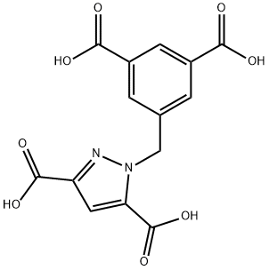 1H-Pyrazole-3,5-dicarboxylic acid, 1-[(3,5-dicarboxyphenyl)methyl]- Struktur