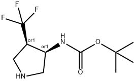 rel-tert-butyl ((3R,4R)-4-(trifluoromethyl)pyrrolidin-3-yl)carbamate Struktur