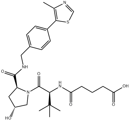 L-Prolinamide, N-(4-carboxy-1-oxobutyl)-3-methyl-L-valyl-4-hydroxy-N-[[4-(4-methyl-5-thiazolyl)phenyl]methyl]-, (4R)- Struktur