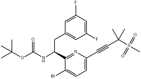 Carbamic acid, N-[(1S)-1-[3-bromo-6-[3-methyl-3-(methylsulfonyl)-1-butyn-1-yl]-2-pyridinyl]-2-(3,5-difluorophenyl)ethyl]-, 1,1-dimethylethyl ester|LENACAPAVIR 中間體