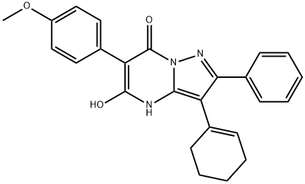 Pyrazolo[1,5-a]pyrimidin-7(4H)-one, 3-(1-cyclohexen-1-yl)-5-hydroxy-6-(4-methoxyphenyl)-2-phenyl- Struktur