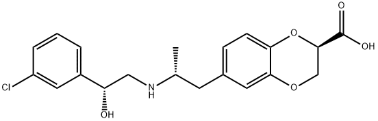 1,4-Benzodioxin-2-carboxylic acid, 6-[(2R)-2-[[(2R)-2-(3-chlorophenyl)-2-hydroxyethyl]amino]propyl]-2,3-dihydro-, (2R)- Struktur