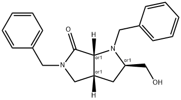 rel-(2R,3aR,6aR)-1,5-Dibenzyl-2-(hydroxymethyl)hexahydropyrrolo[3,4-b]pyrrol-6(1H)-one Struktur