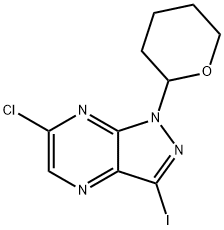 6-Chloro-3-Iodo-1-Tetrahydropyran-2-Yl-Pyrazolo[3,4-B]Pyrazine Struktur