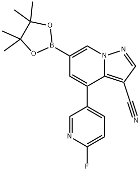 4-(6-Fluoropyridin-3-yl)-6-(4,4,5,5-tetramethyl-1,3,2-dioxaborolan-2-yl)pyrazolo[1,5-a]pyridine-3-carbonitrile Struktur