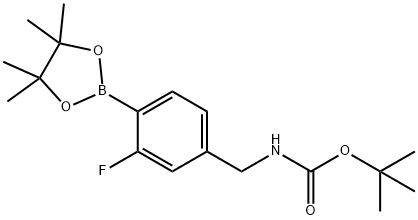 Carbamic acid, N-[[3-fluoro-4-(4,4,5,5-tetramethyl-1,3,2-dioxaborolan-2-yl)phenyl]methyl]-, 1,1-dimethylethyl ester Struktur