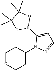 1-(oxan-4-yl)-5-(tetramethyl-1,3,2-dioxaborolan-2-yl)-1H-pyrazole Struktur