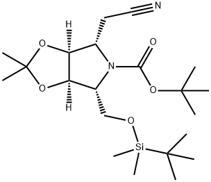 5H-1,3-Dioxolo4,5-cpyrrole-5-carboxylic acid, 4-(cyanomethyl)-6-(1,1-dimethylethyl)dimethylsilyloxymethyltetrahydro-2,2-dimethyl-, 1,1-dimethylethyl ester, (3aS,4S,6R,6aR)- Struktur