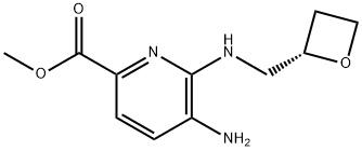 2-Pyridinecarboxylic acid, 5-amino-6-[[(2S)-2-oxetanylmethyl]amino]-, methyl ester Struktur