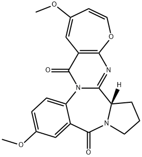 6H,12H-Oxepino[2',3':4,5]pyrimido[1,2-a]pyrrolo[2,1-c][1,4]benzodiazepine-6,12-dione, 14,15,16,16a-tetrahydro-4,10-dimethoxy-, (16aS)- Struktur