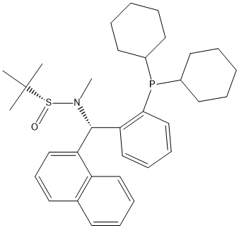 [S(R)]-N-[(S)-[2-(Dicyclohexylphosphino)phenyl]-1-naphthalenylmethyl]-N,2-dimethyl-2-propanesulfinamide Struktur