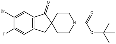 Spiro[2H-indene-2,4'-piperidine]-1'-carboxylic acid, 5-bromo-6-fluoro-1,3-dihydro-3-oxo-, 1,1-dimethylethyl ester Struktur