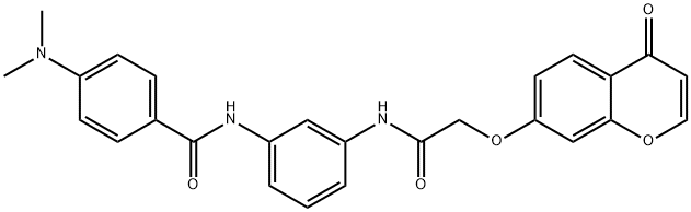 Benzamide, 4-(dimethylamino)-N-[3-[[2-[(4-oxo-4H-1-benzopyran-7-yl)oxy]acetyl]amino]phenyl]- Struktur